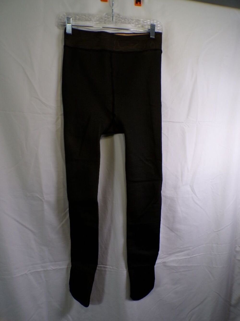 Black Thermal Fleece Lined Tights XL Women's Opaque Footed